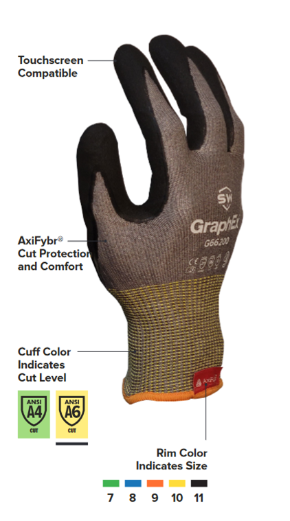 SW® Graphex® G66200 Micro Nitrile Coated AxiFybr® Cut Gloves